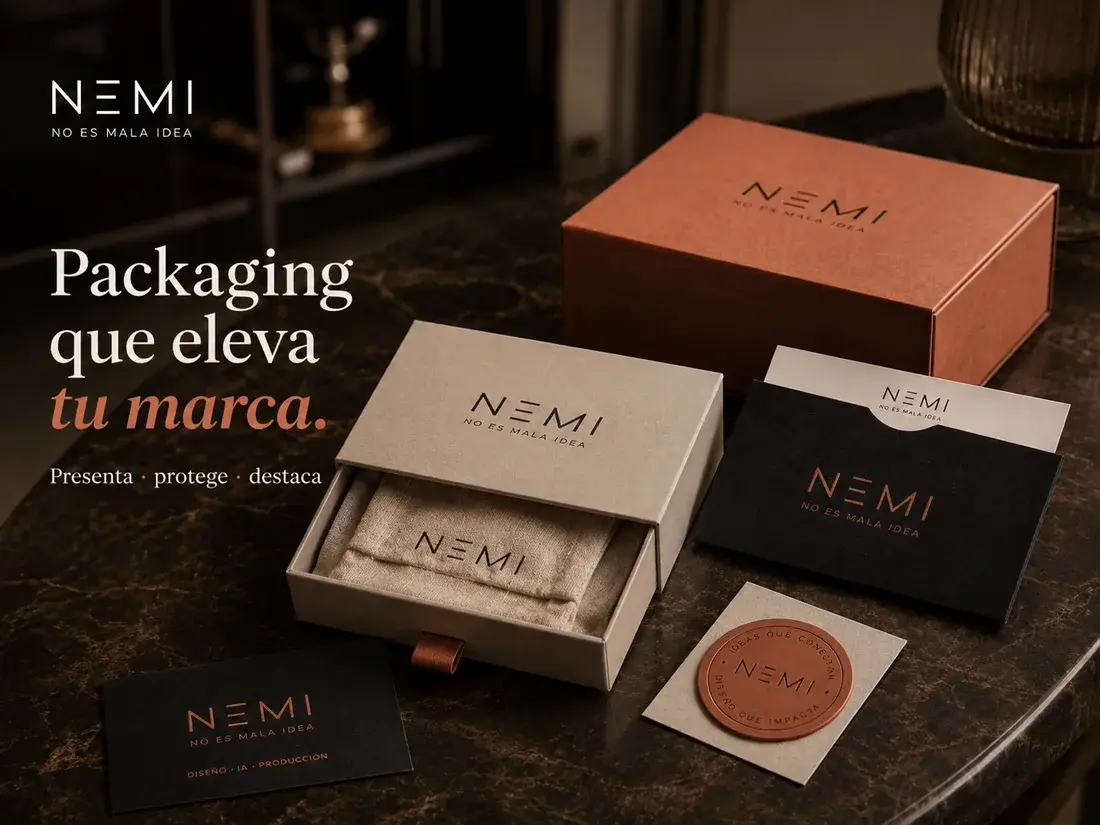 Packaging personalizado con cajas y etiquetas coordinadas para una marca