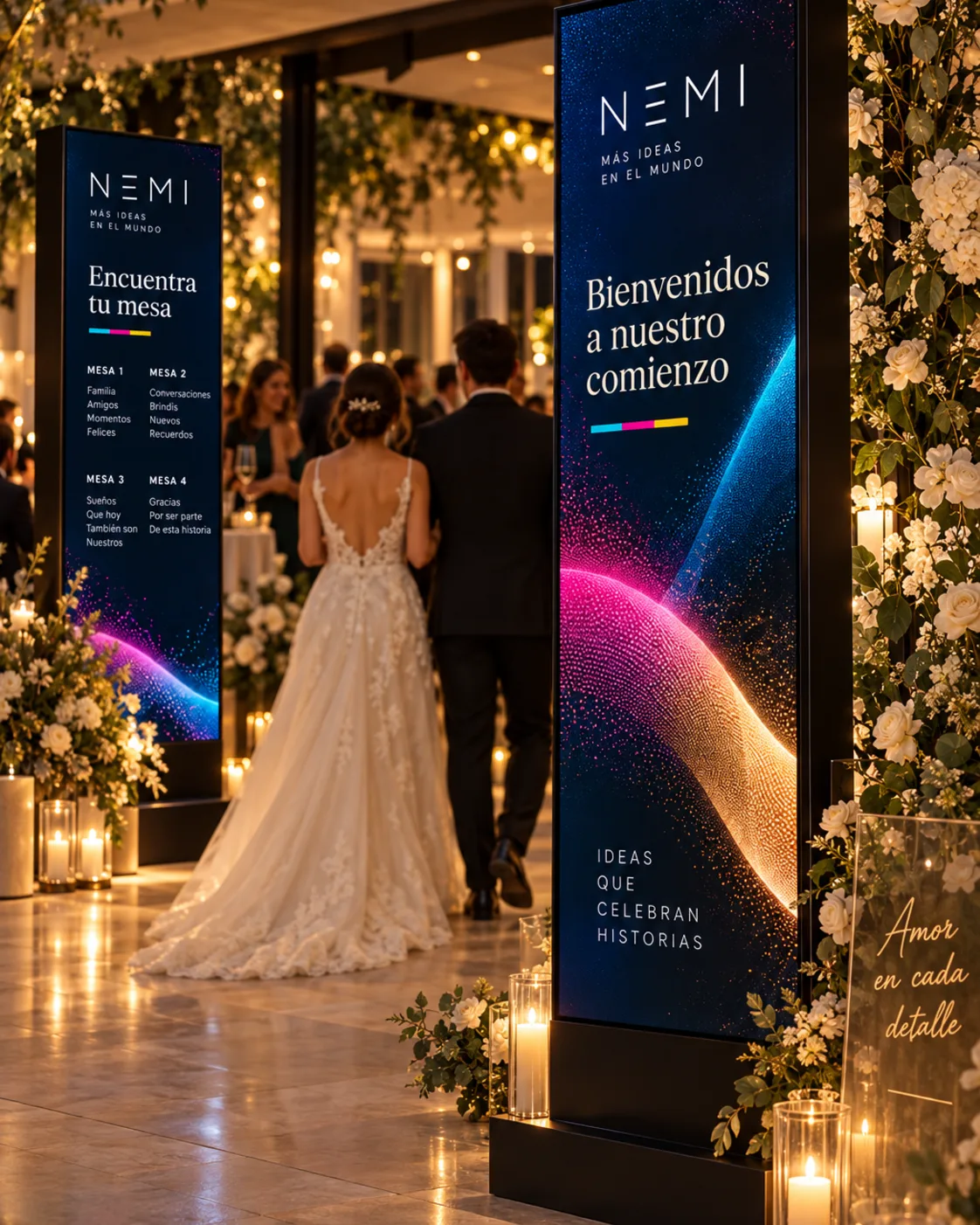 Tótem LED NEMI en matrimonio