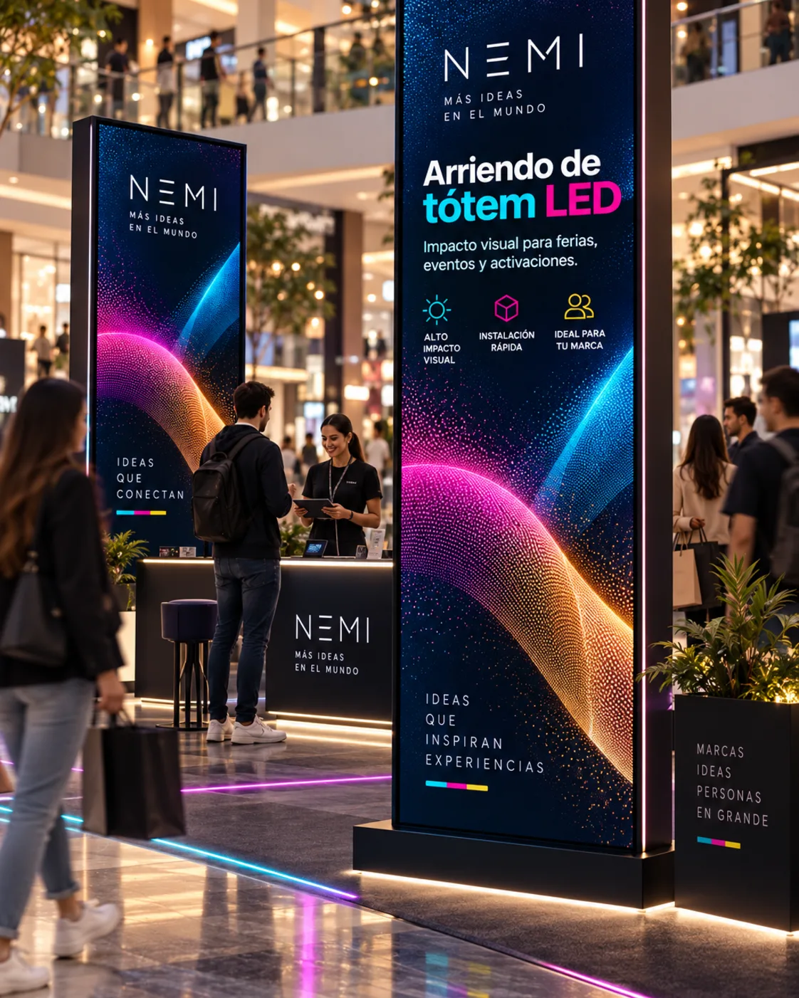 Tótem LED NEMI en activación de mall