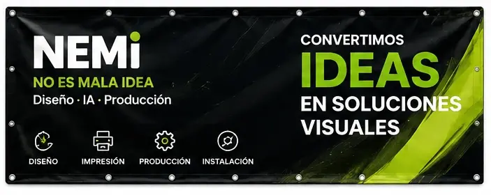 Pendón publicitario de lona PVC impreso con ojetillos